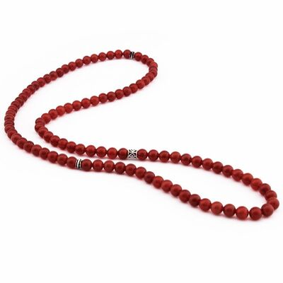 Both Bracelets - Necklace And Rosary 99 Accessories Made Of Natural Stone Red Agate