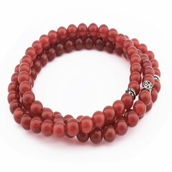 Both Bracelets - Necklace And Rosary 99 Accessories Made Of Natural Stone Red Agate - 3