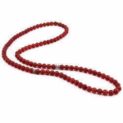 Both Bracelets - Necklace And Rosary 99 Accessories Made Of Natural Stone Red Agate - 9