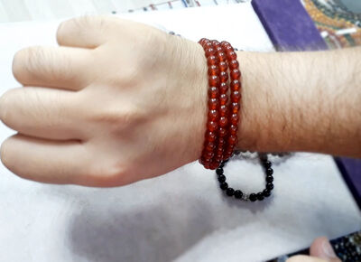 Both Bracelets - Necklace And Rosary 99 Accessories Made Of Natural Stone Red Agate - 10
