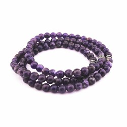 Both Bracelets - Necklace And Rosary 99 - Natural Stone Accessory With Purple Amethyst - 3