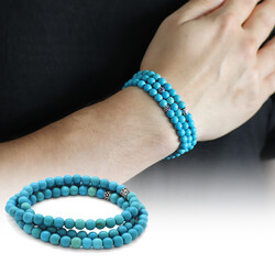 Both Bracelets - Necklace And Rosary 99 - Natural Stone Turquoise Accessories - 1
