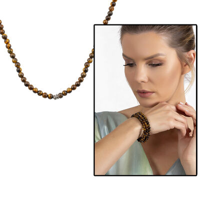 Both Bracelets - Necklace And Rosary 99 Pieces Natural Stone Jewelry Kaplangözü - 1