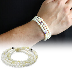 Both Bracelets - Necklace And Rosary 99 Pieces Natural Stone Mother-Of-Pearl Jewelry - Thumbnail