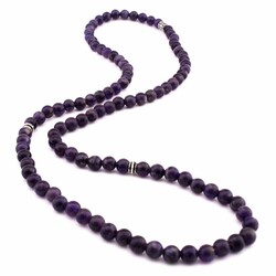 Both Bracelets - Necklace And Rosary 99'Purple Amethyst Natural Stone Jewelry - Thumbnail