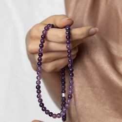 Both Bracelets - Necklace And Rosary 99'Purple Amethyst Natural Stone Jewelry - 6