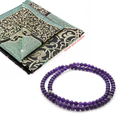 Both Bracelets - Necklace And Rosary 99'Purple Amethyst Natural Stone Jewelry - 9