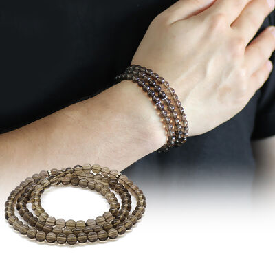 Both Bracelets - Necklace And Rosary 99 Smoky Quartz Natural Stone Accessory - 1