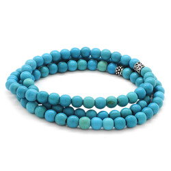 Both Bracelets - Necklaces And 99 Rosary Beads - Are Turquoise From Natural Stone. - Thumbnail