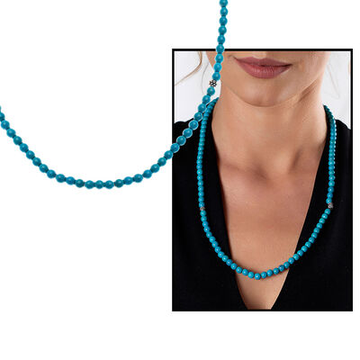 Both Bracelets - Necklaces And 99 Rosary Beads - Are Turquoise From Natural Stone.