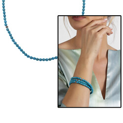 Both Bracelets - Necklaces And 99 Rosary Beads - Are Turquoise From Natural Stone. - 1