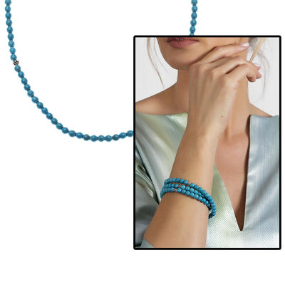 Both Bracelets - Necklaces And 99 Rosary Beads - Are Turquoise From Natural Stone. - 1