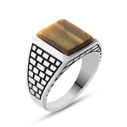 Caledar 925 Sterling Silver Tiger's Eye Ring - 3