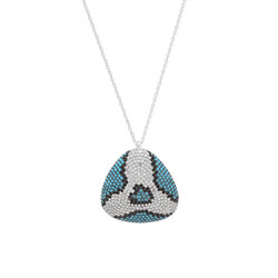 Colorful Cubic Zirconia Stone Oval Triangle Design 925 Sterling Silver Women Necklace - 1
