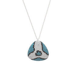 Colorful Cubic Zirconia Stone Oval Triangle Design 925 Sterling Silver Women Necklace - 5
