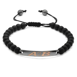 Combined Black Steel Bracelet With Natural Onyx Stone And Written Personal Name - 3