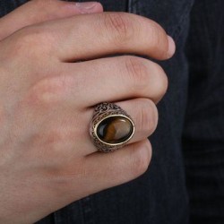 Commemorative Ring Ottoman Ring İnlaid With A Large Onyx Stone - 2