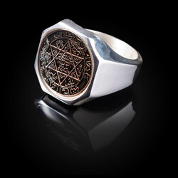 Diagonal Silver Ring With The Seal Of Solomon - 4