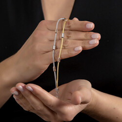 Dorica 925 Sterling Silver & Gold Double Row Bracelet For Women - 3