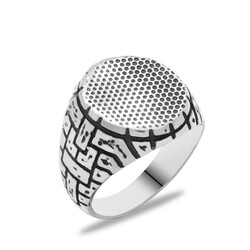 Dot Pattern 925 Sterling Silver Hollow Ring - Thumbnail