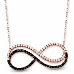 Double Infinity 925 Sterling Silver Necklace (Model 1) - Thumbnail