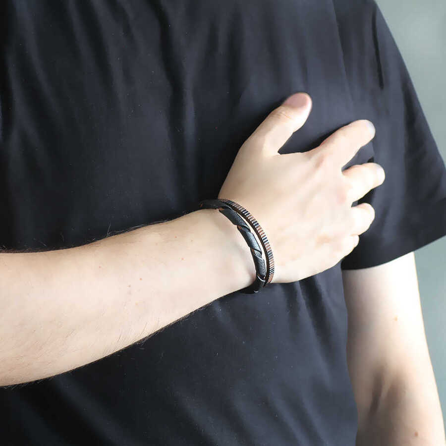 Buy COOLSTEELANDBEYOND Mens DoubleRow Braided Leather Bracelet Bangle  Wristband with Stainless Steel Ornaments 87 inches Leather  notapplicable at Amazonin