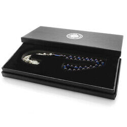 Dull Metal Prayer Beads Mecidiye Tasseled Istanbul Cut Blue-Black Squeezed Amber Prayer Beads - 3