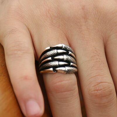 Eagle Claw 925 Sterling Silver Mens Ring