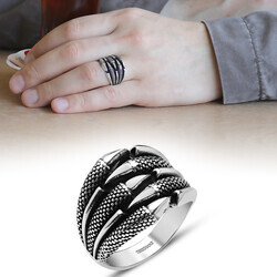 Eagle Claw 925 Sterling Silver Mens Ring - Thumbnail