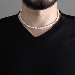 Elegant 45Cm Natural Pearl Bay Necklace With 925 Sterling Silver Mechanism - Thumbnail