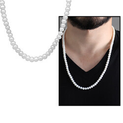 Elegant 60Cm Natural Pearl Bay 925 Sterling Silver Movement Necklace - Thumbnail
