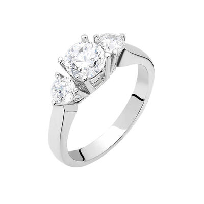 Elegant Design Diamond Starlight 925 Sterling Silver Tria Ladies Ring