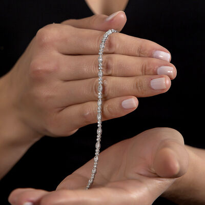 Elegant Design Full 925 Sterling Silver Women Bracelet With White Zircon Stone - 2