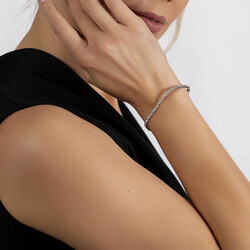 Elegant Design Full 925 Sterling Silver Women Bracelet With White Zircon Stone - 4