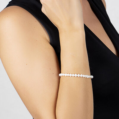 Elegant Ladies' Natural Pearl 925 Sterling Silver Movement Bracelet