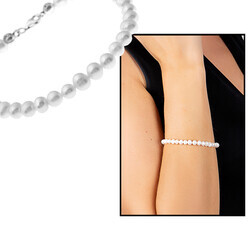 Elegant Ladies' Natural Pearl 925 Sterling Silver Movement Bracelet - Thumbnail
