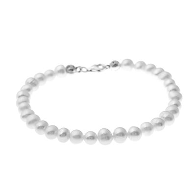 Elegant Ladies' Natural Pearl 925 Sterling Silver Movement Bracelet - 5