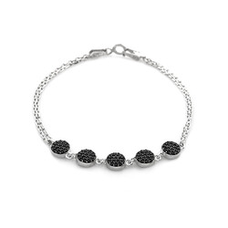 Elegant Womens 925 Sterling Silver Black Zirconia Bracelet - 5