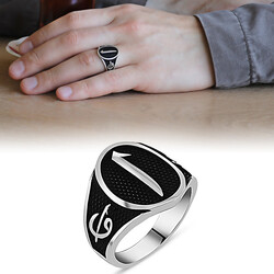 Elif Vav Written Elif 925 Sterling Silver Mens Ring - 1