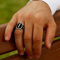 Elif Vav Written Elif 925 Sterling Silver Mens Ring - 5