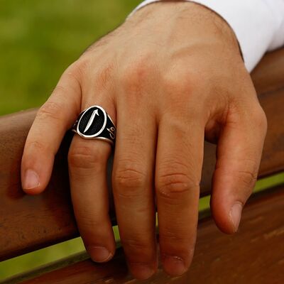 Elif Vav Written Elif 925 Sterling Silver Mens Ring - 5