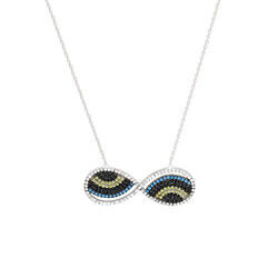 Evil Eye Zirconia Stone Beads Endless Design 925 Sterling Silver Women Necklace