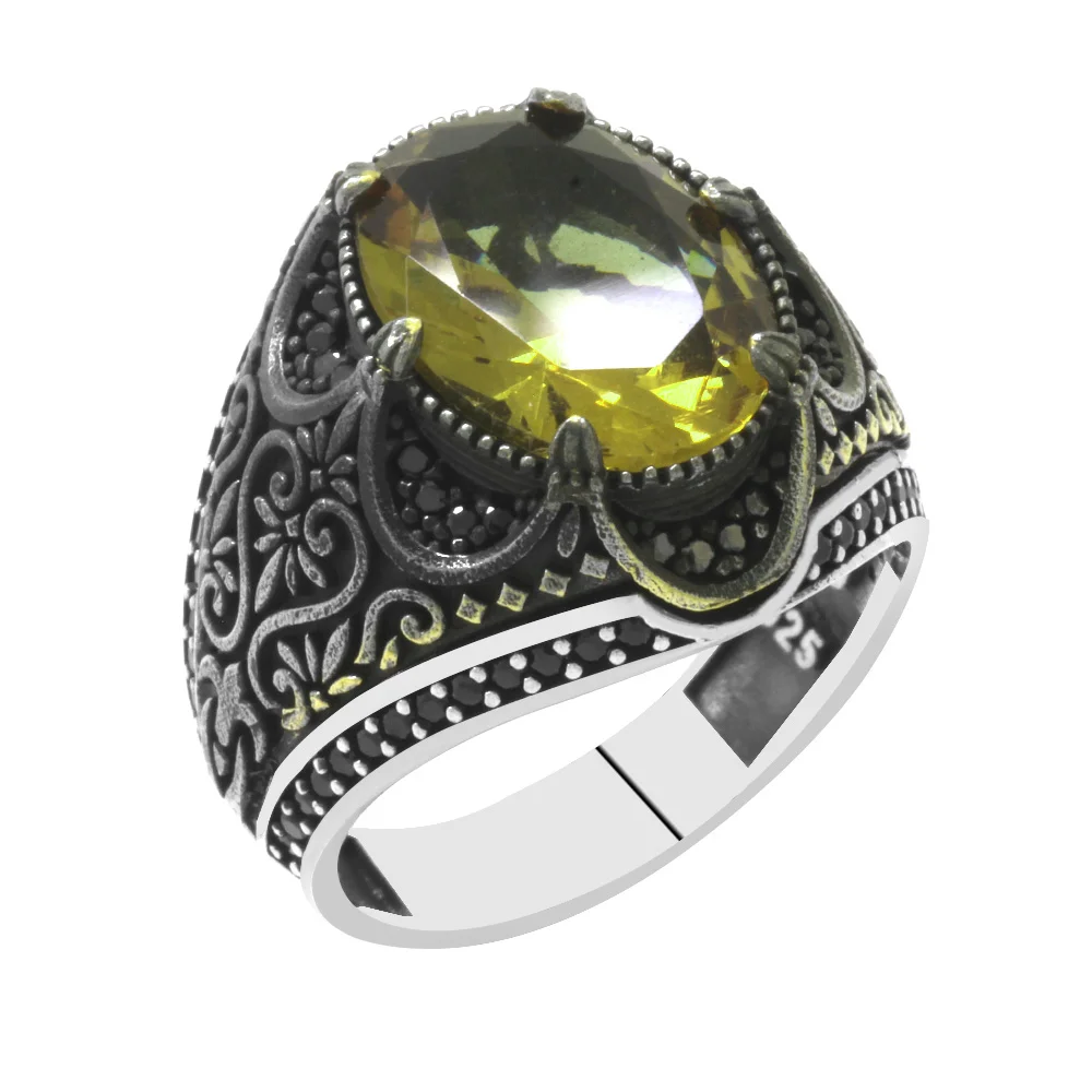 Facet Cut Zultanite Stone Sides Micro Stone Set King Crown Design 925 Sterling Silver Men's Ring - 3