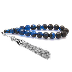 Filter With Metal Brush For Tarnishing Blue-Black Spinning Amber Efe Rosary - 1