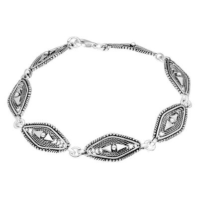Full Round Diamond Pattern 925 Sterling Silver Women's Bracelet - 3