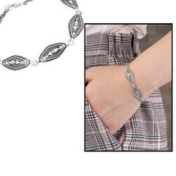 Full Round Diamond Pattern 925 Sterling Silver Women's Bracelet - 4