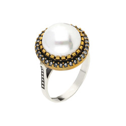 Genuine Women's 925 Sterling Silver Ring With White Zirconia - Thumbnail