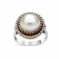 Genuine Women's 925 Sterling Silver Ring With White Zirconia - Thumbnail