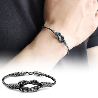 Glass 1000 Sterling Silver Bracelet With Handmade Knot - 1