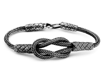 Glass 1000 Sterling Silver Bracelet With Handmade Knot - 3